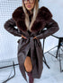 "PUDDING CV2184" Faux Leather Trench – Brown